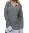 Raisonnel Cable Sweater Shirt Dress In Gray In Gray