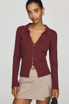 Raisonnel Collared Long-sleeve Sweater In Red