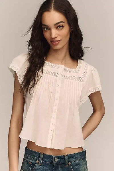 Raisonnel Cotton Pintuck Blouse In Brown
