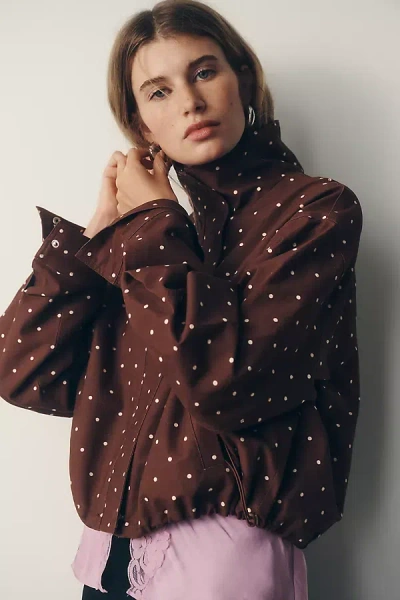 Raisonnel Cotton Polka-dot Funnel-neck Jacket In Brown