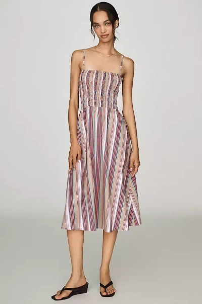 Raisonnel Cotton Smocked A-line Midi Dress In Multi