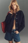 Raisonnel Denim-trim Sweater Jacket In Blue