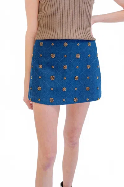 Raisonnel Embelished Denim Skort In Blue