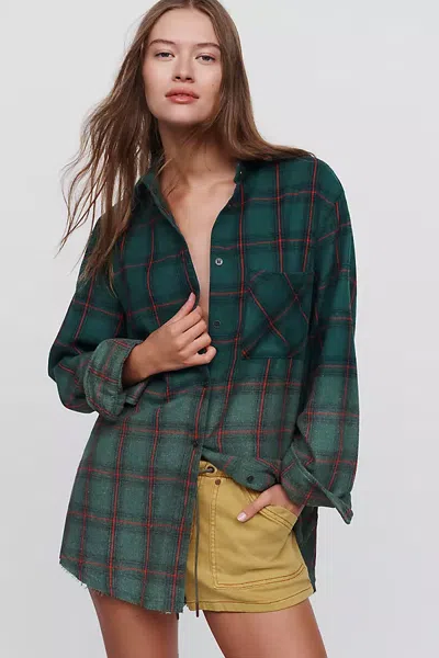 Raisonnel Flannel Oversized Buttondown Shirt In Green