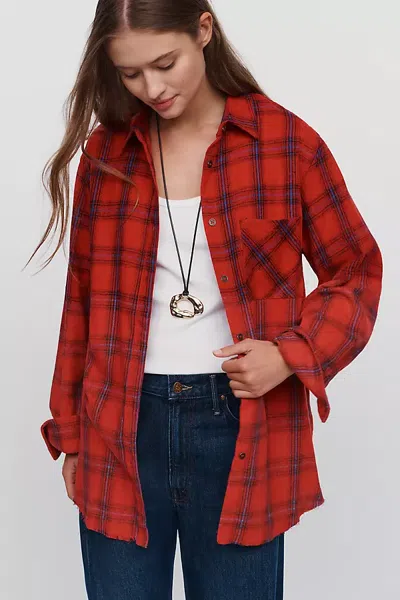 Raisonnel Flannel Oversized Buttondown Shirt In Red