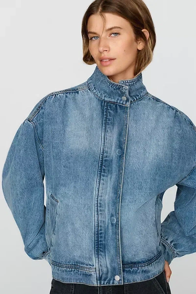 Raisonnel Funnel Neck Denim Jacket In Blue