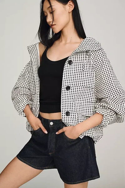 Raisonnel Gingham Hooded Jacket In Black