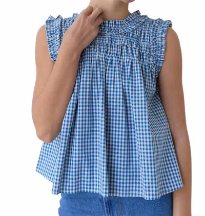Raisonnel Gingham Ruffle Blouse In Blue