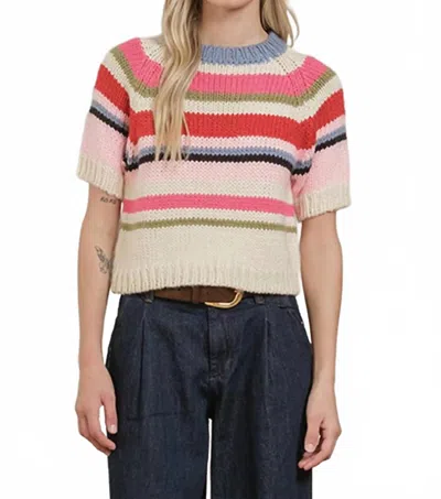 Raisonnel Ginni Striped Short Sleeve Sweater In Multicolor