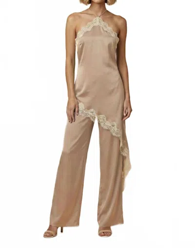 Raisonnel Kaia Satin Lace Jumpsuit In Beige