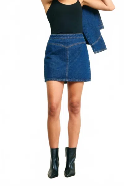 Raisonnel Mable Denim Mini Skirt In Dark Wash In Blue
