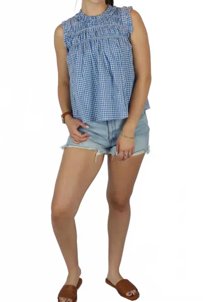 Raisonnel Gingham Ruffle Blouse In Blue
