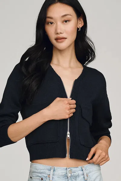 Raisonnel Ribbed Zip-front Sweater In Black