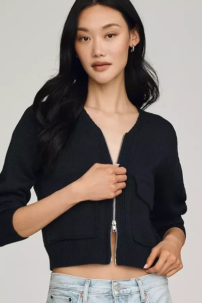Raisonnel Ribbed Zip-front Sweater In Blue
