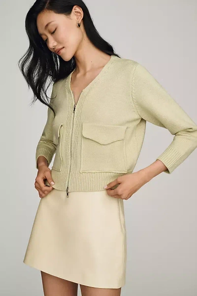 Raisonnel Ribbed Zip-front Sweater In Green