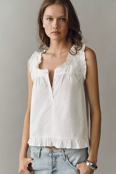 Raisonnel Ruffle Collar Top In White