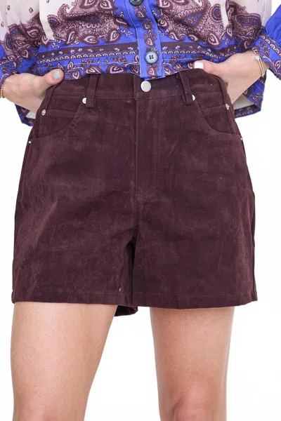 Raisonnel Suede Cotton High-rise Shorts In Rich Brown In Multi