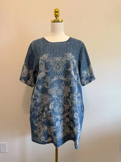 Raisonnel Women's Embroidered Denim Tunic Dress In Blue