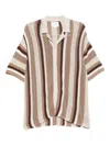 Raith Dellamore Striped Open-knit Shirt In Brown