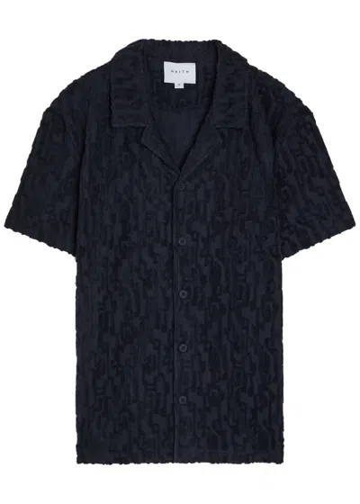 Raith Fausto Geometric-patterned Terry-cloth Shirt In Blue
