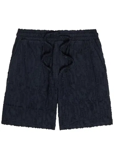 Raith Fausto Flocked-pattern Terry Shorts In Blue