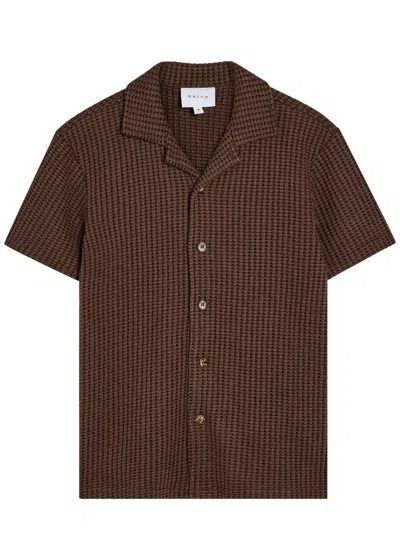 Raith Marcos Waffle-knit Cotton-blend Shirt In Brown