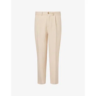 Raith Mens Beige Helio Pleat Relaxed Woven Trousers Xxl In Pink