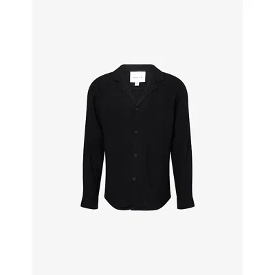 Raith Mens Black Cami Long-sleeve Linen-blend Shirt Xxl