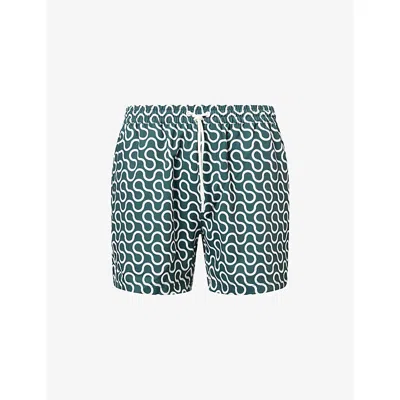Raith Mens Brezza Printgreen/ecru Brezza Wave Swim Shorts Xl In Blue
