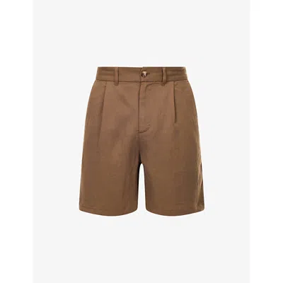 Raith Mens Brown Caio Twill Pleated Woven Shorts