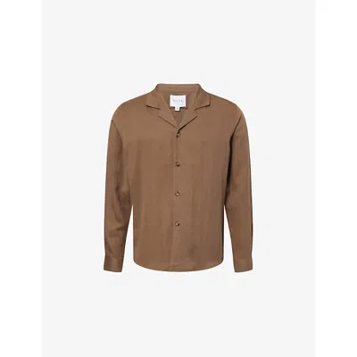 Raith Mens Brown Sergio Long-sleeve Woven Shirt