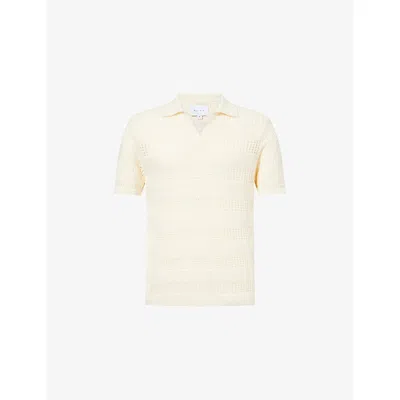 Raith Mens Ecru Frattina Crochet Cotton-knit Polo Top Xl In Multi
