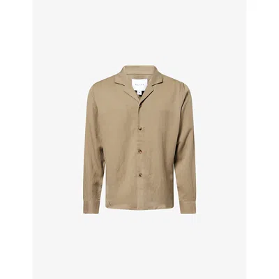 Raith Mens Khaki Sergio Spread-collar Woven Shirt In Brown