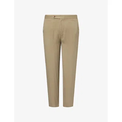 Raith Mens Khaki Sergio Woven Trousers In Brown