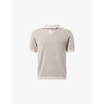 Raith Mens Oscar Contrast-trim Cotton-knit Polo Shirt Neutral In Gray