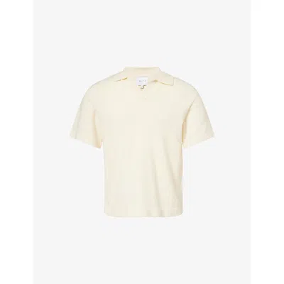 Raith Mens Ecru Miguel Boucle Cotton-blend Polo Shirt In Neutral