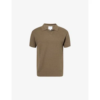 Raith Mens Dark Olive Rapha Textured Cotton Polo Shirt In Brown