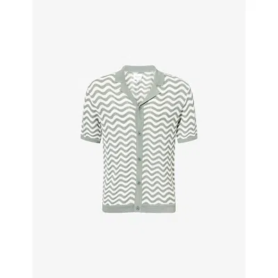 Raith Mens Sage/white Serenita Graphic-pattern Knit Shirt Xxl In Green