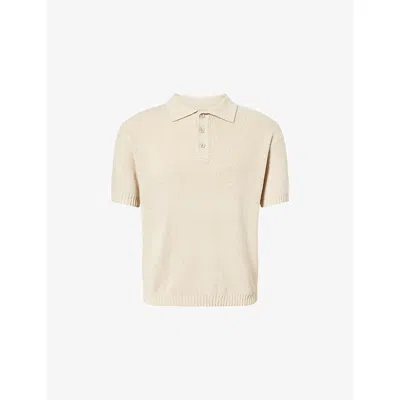 Raith Mens Sand Sorelle Ribbed Knit Polo Shirt In Neutral