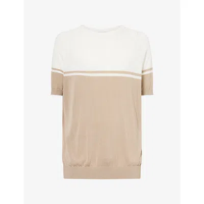 Raith Mens Riera Colour-block Knitted Top Beige/ecru Xl