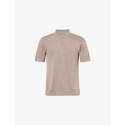 Raith Mens Sand Pablo Short-sleeve Knitted Polo Top Xl In Neutral