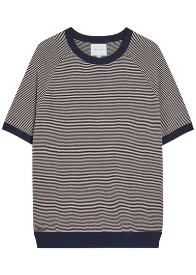 Raith Rafael Striped Knit T-shirt In Blue