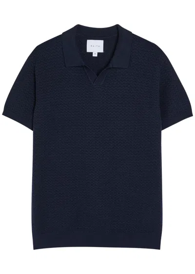 Raith Rapha Textured-knit Polo Shirt In Blue