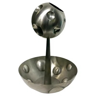 Pre-owned Raju Peddada Brushed Metal Vessel/bowl, Sculptural Object By  - "lacuna" In Transparent