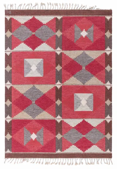 Pre-owned Rakel Carlander Doris Leslie Blau Vintage Swedish Flat-weave By  In Pink