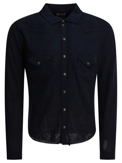 Rakkì Wear Man Shirt Navy Size 44 Mako Cotton In Navy Blue