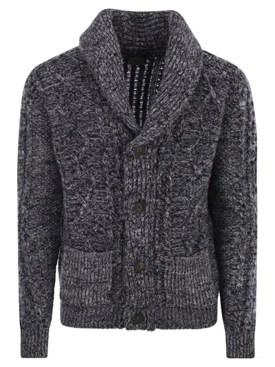 Rakkì Aran - Cardigan With Shawl Neckline In Gray