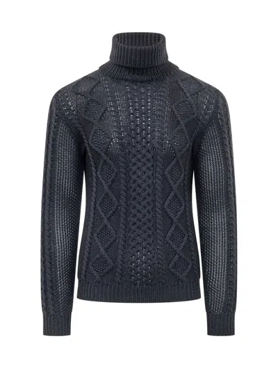 Rakkì Rakki Aran Cable Turtleneck Sweater In Black