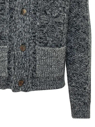Rakkì Rakki Aran Knit Cardigan In Blu Grigio