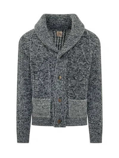 Rakkì Rakki Aran Knit Cardigan In Blu Grigio